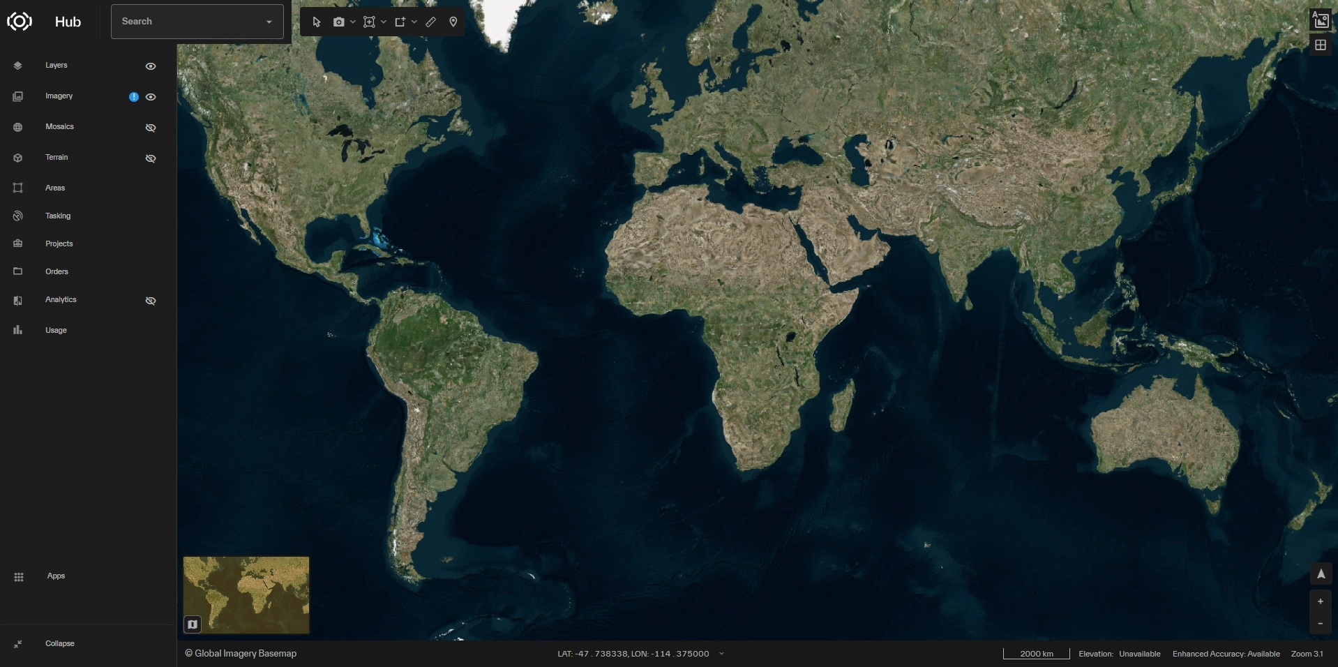Vantor Hub UI Global Imagery Basemap